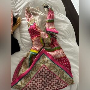 Zara Pink and Green Patchwork Dress